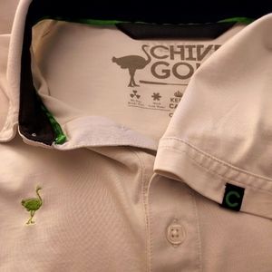 Chive Golf Polo white, green trim/logo XL